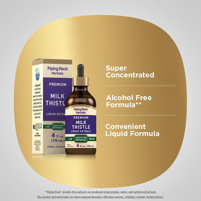 Milk Thistle Extract Liquid Drops - Piping Rock | 4 oz | Alcohol Free | Vegetarian | Non-GMO | Gluten Free
