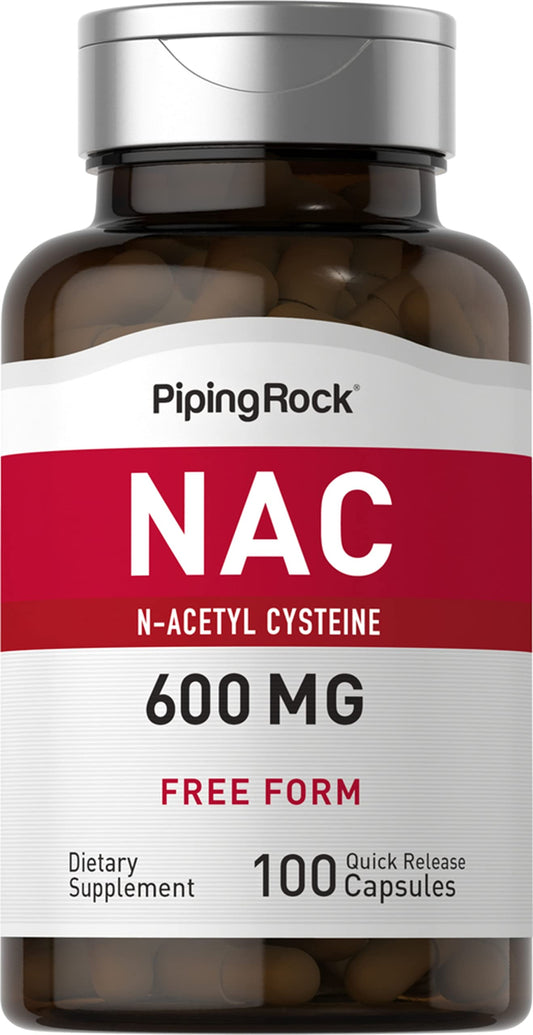 Piping Rock NAC 600mg N-Acetil Cisteina - 100 Capsule | Non OGM, Senza Glutine
