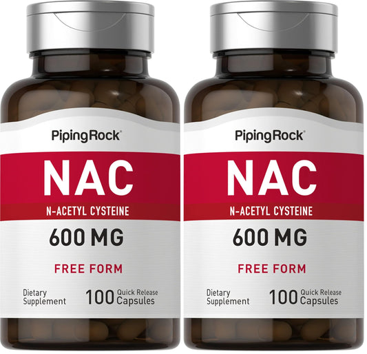 Piping Rock NAC 600mg N-Acetyl Cysteine – 100 Capsules (Pack of 2)