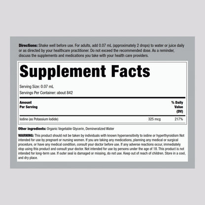 Piping Rock Nascent Iodine Drops Organic | 2 fl oz | Liquid Vegan Supplement | Non-GMO, Gluten Free (Pack of 2)