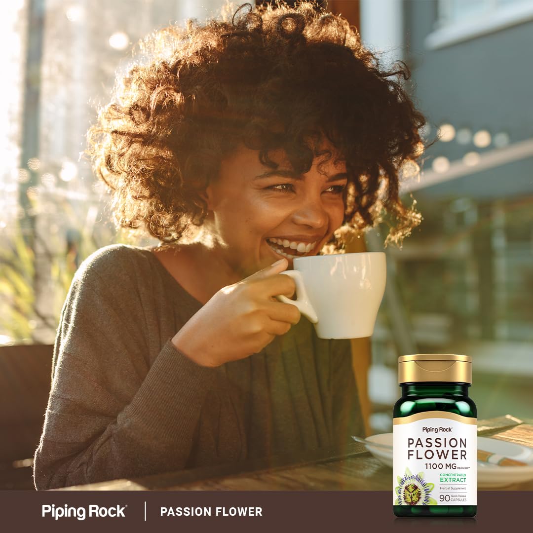 Piping Rock Passion Flower Extract Capsules | 1100mg | 90 Count | Herbal Supplement | Non-GMO, Gluten Free