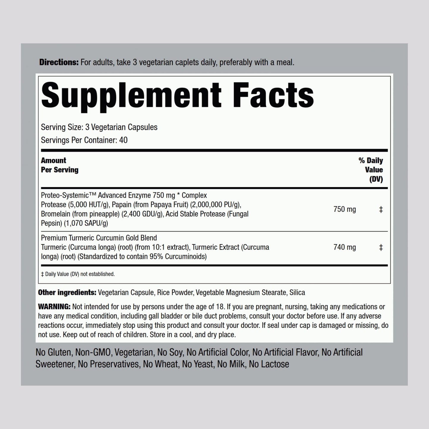 Piping Rock Proteolytic Enzymes Supplement | 120 Capsules | Broad Spectrum Complex | Vegetarian, Non-GMO, Gluten Free (Pack of 2)