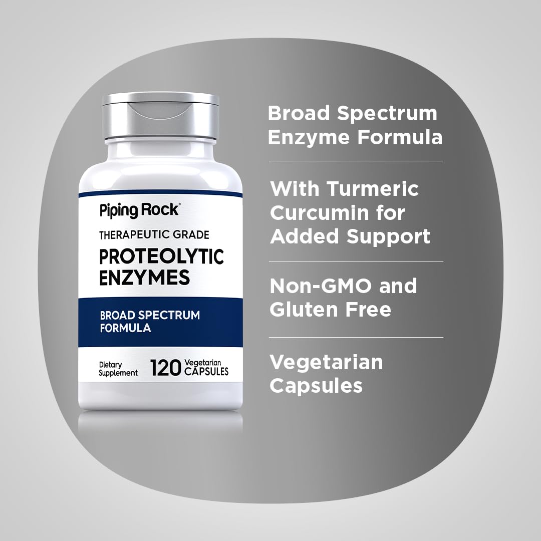 Piping Rock Proteolytic Enzymes Supplement | 120 Capsules | Broad Spectrum Complex | Vegetarian, Non-GMO, Gluten Free (Pack of 2)