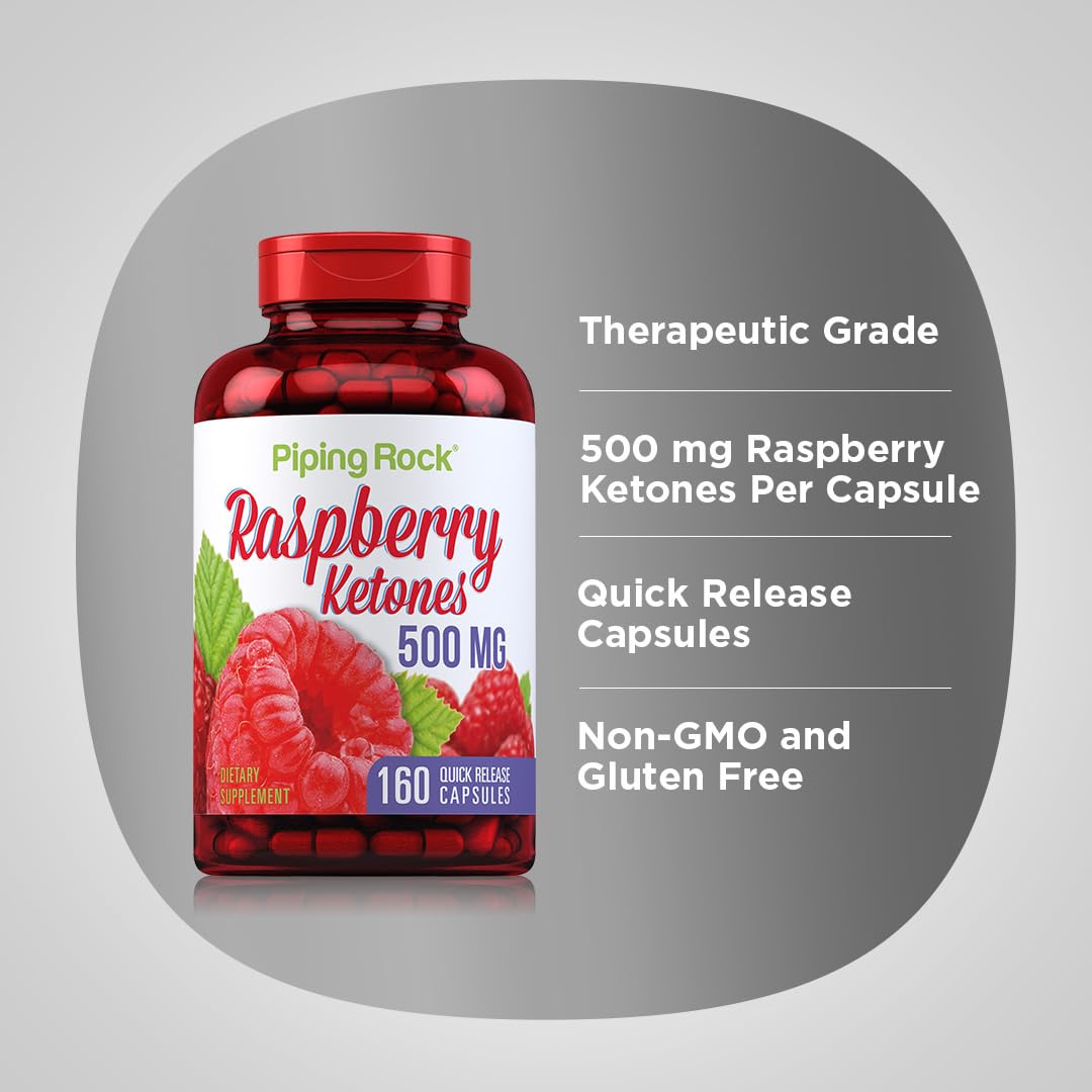 Piping Rock Raspberry Ketones 500mg | 160 Capsules | Non-GMO & Gluten Free Supplement