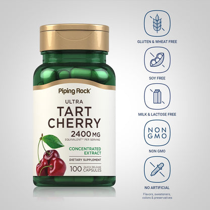 Piping Rock Tart Cherry Capsules | 2400 mg | 100 Count | Concentrated Extract | Non-GMO, Gluten Free Supplement