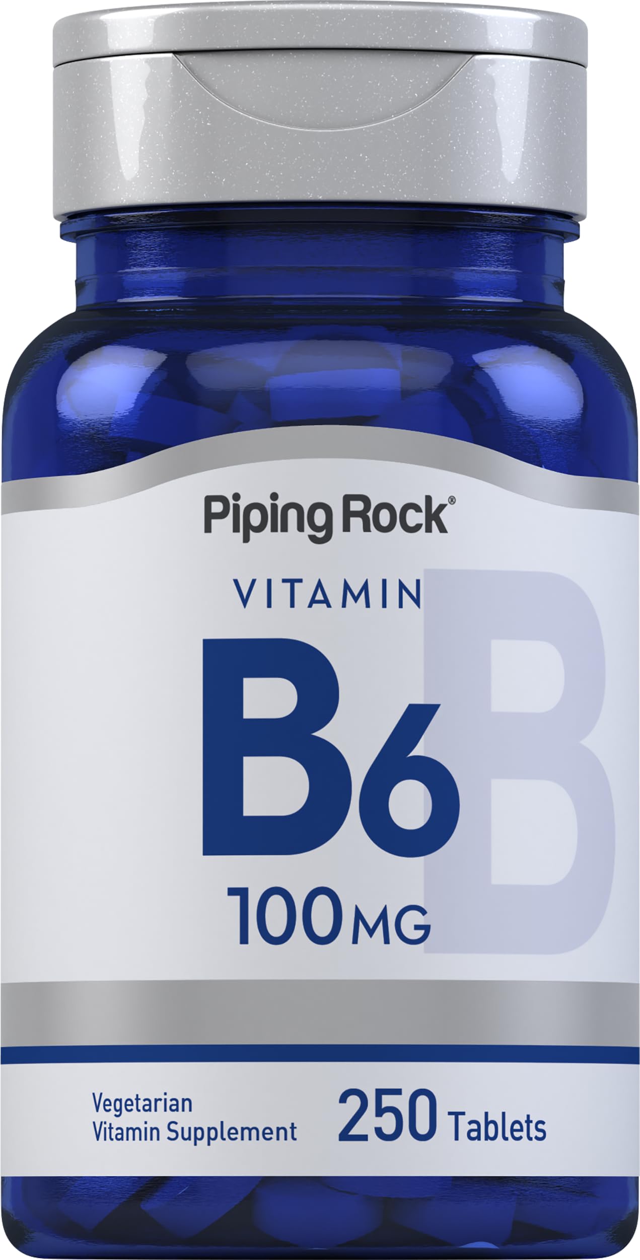 Piping Rock Vitamin B-6 100mg Supplement | 250 Tablets | as Pyridoxine Hydrochloride | Non-GMO & Vegetarian Formula
