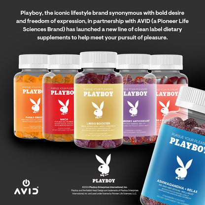 Playboy Ashwagandha + Relax Gummies – 60 Count Strawberry, Vegan, Non-GMO