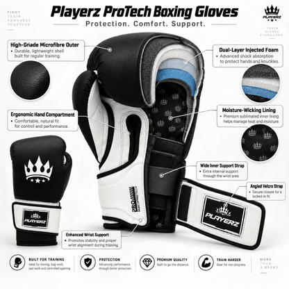 Playerz ProTech Boxing Gloves - White