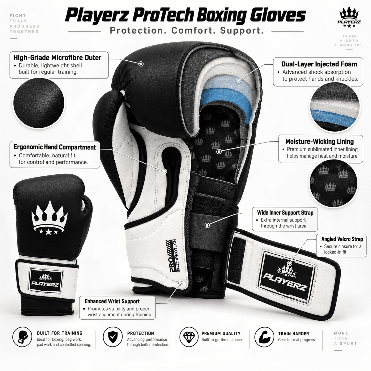 Playerz ProTech Boxing Gloves - Khaki
