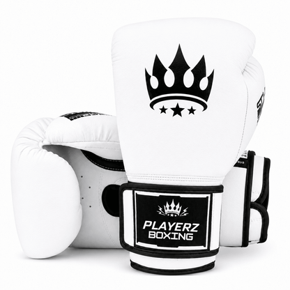 Playerz SparTech Boxing Gloves - White/Black