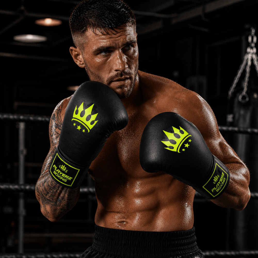 Playerz SparTech Lace Boxing Gloves - Black/Neon