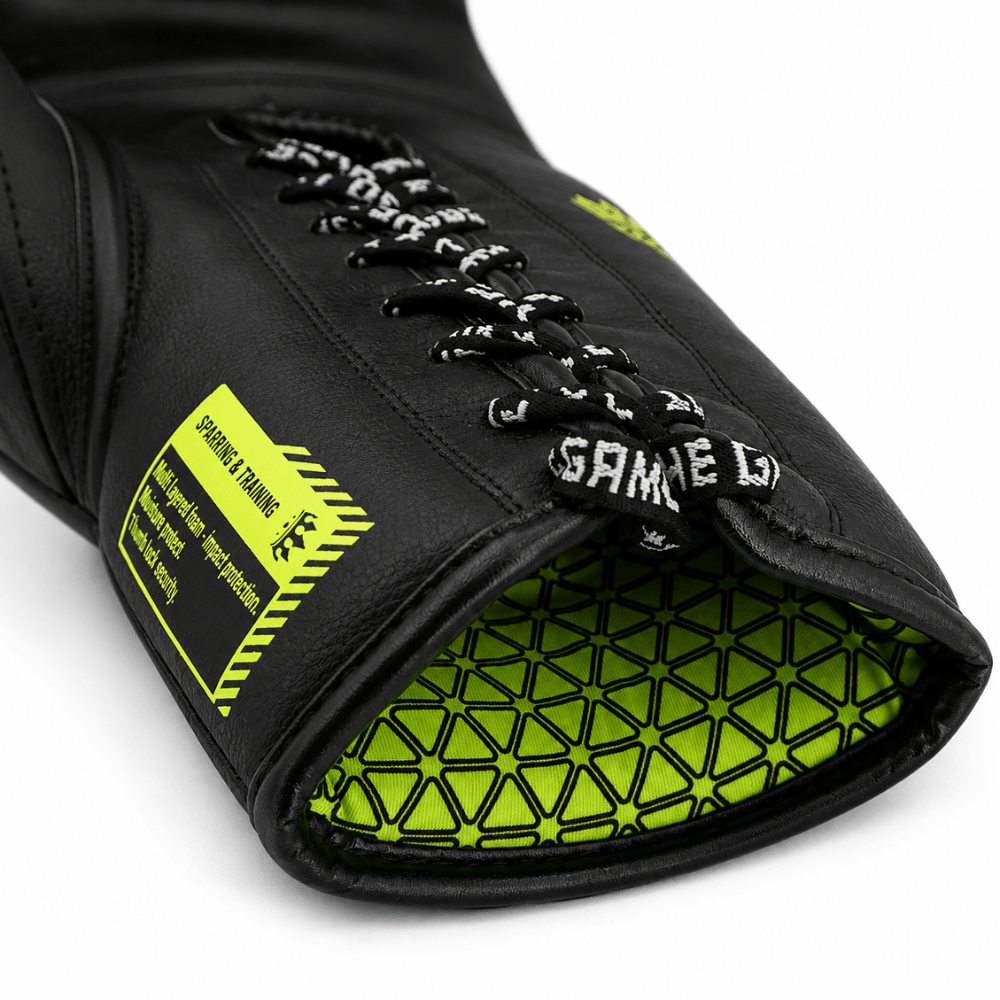Playerz SparTech Lace Boxing Gloves - Black/Neon