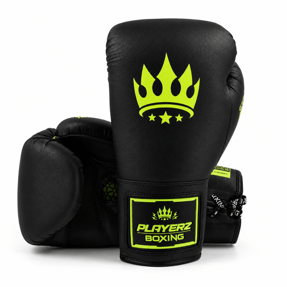Playerz SparTech Lace Boxing Gloves - Black/Neon