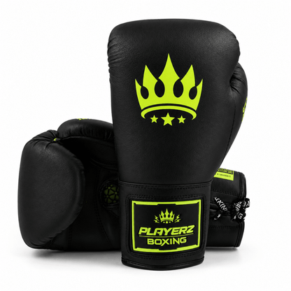 Playerz SparTech Lace Boxing Gloves - Black/Neon