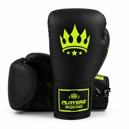 Playerz SparTech Lace Boxing Gloves - Black/Neon