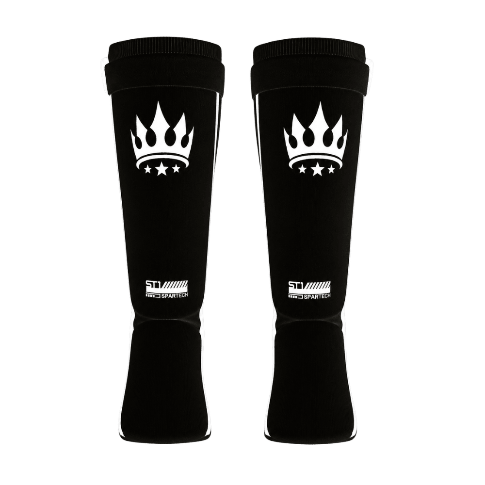 Playerz Spartech Lightweight Cotton Shin Guards - Black/White - Adult & Kids