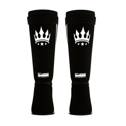Playerz Spartech Lightweight Cotton Shin Guards - Black/White - Adult & Kids