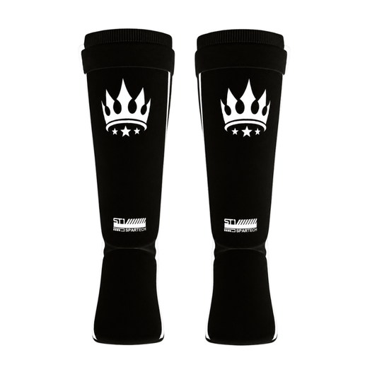 Playerz Spartech Lightweight Cotton Shin Guards - Black/White - Adult & Kids