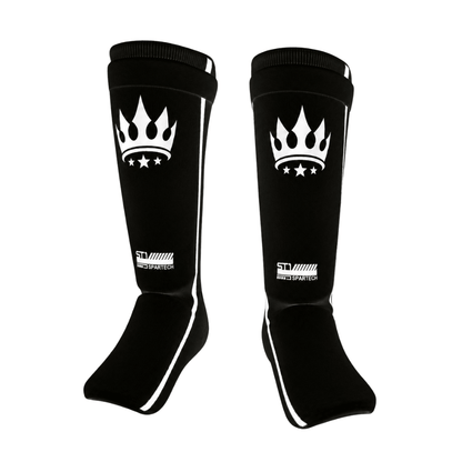 Playerz Spartech Lightweight Cotton Shin Guards - Black/White - Adult & Kids