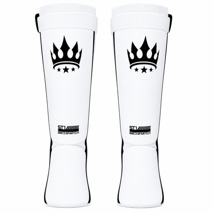 Playerz Spartech Lightweight Cotton Shin Guards - White/Black - Adult & Kids