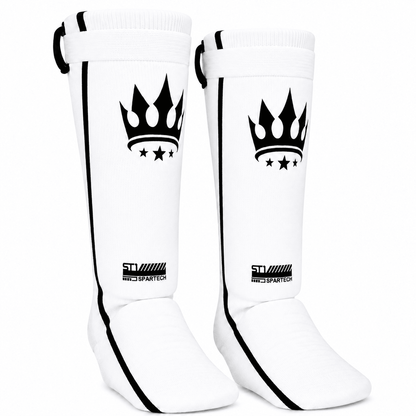 Playerz Spartech Lightweight Cotton Shin Guards - White/Black - Adult & Kids