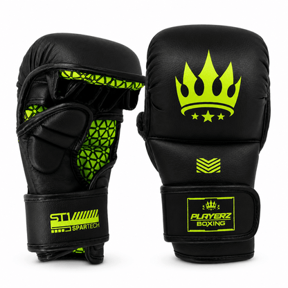 Playerz SparTech MMA Sparring Gloves - Black/Neon