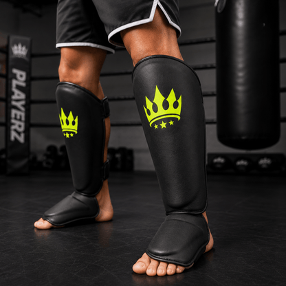 Playerz SparTech Shin Guards - Black/Neon