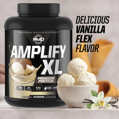 PMD Amplify XL Premium Whey Protein with Hydro Greens Blend – Vanilla Flex