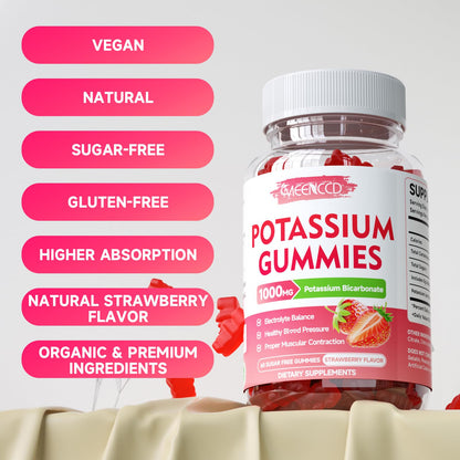 Potassium Gummies 1000mg – Strawberry (Sugar-Free) 60 Count