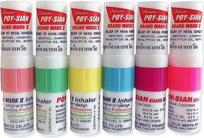 POY-SIAN Mark II Menthol Aromatherapy Nasal Inhaler — 6 Pack | Natural Herbal Cooling