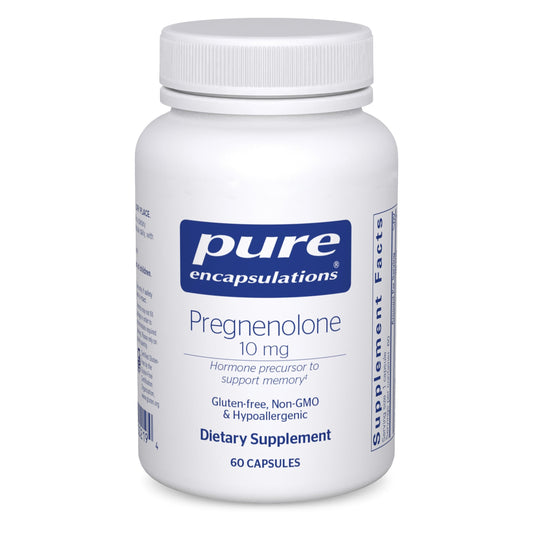 Pure Encapsulations Pregnenolone 10 mg - دعم الذاكرة والهرمونات - خالٍ من الغلوتين وغير معدل وراثيًا - 60 كبسولة