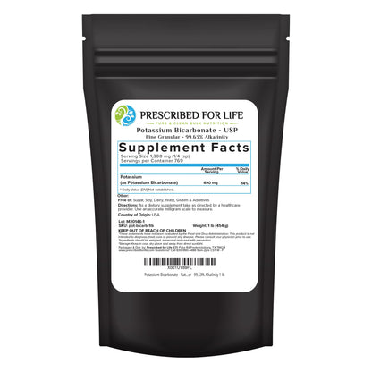 Potassium Bicarbonate Powder - Pure USP Grade 1lb | Prescribed for Life