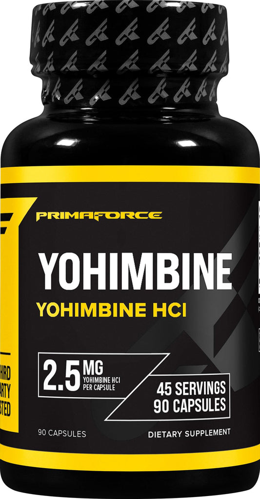 Primaforce Yohimbine HCl 2.5mg – 90 كبسولة | غير معدل وراثيًا وخالٍ من الغلوتين