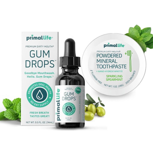 Primal Life Organics Dirty Mouth Gum Serum & Toothpowder – نعناع مدبب، 1 أونصة