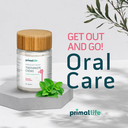 Primal Life Organics Dirty Mouth Toothpaste Chews – Nano-Hydroxyapatite Whitening, 60 ct, Gluten Free