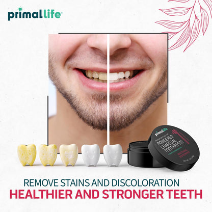 Primal Life Organics Dirty Mouth Toothpowder – Activated Charcoal with Kaolin & Bentonite Clay, Organic, Vegan, 1 oz (Black Peppermint) | 200+ Brushings