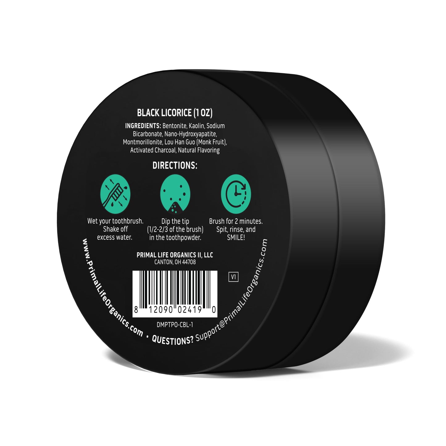 Primal Life Organics Dirty Mouth Toothpowder – Charcoal Black Licorice, 1 oz