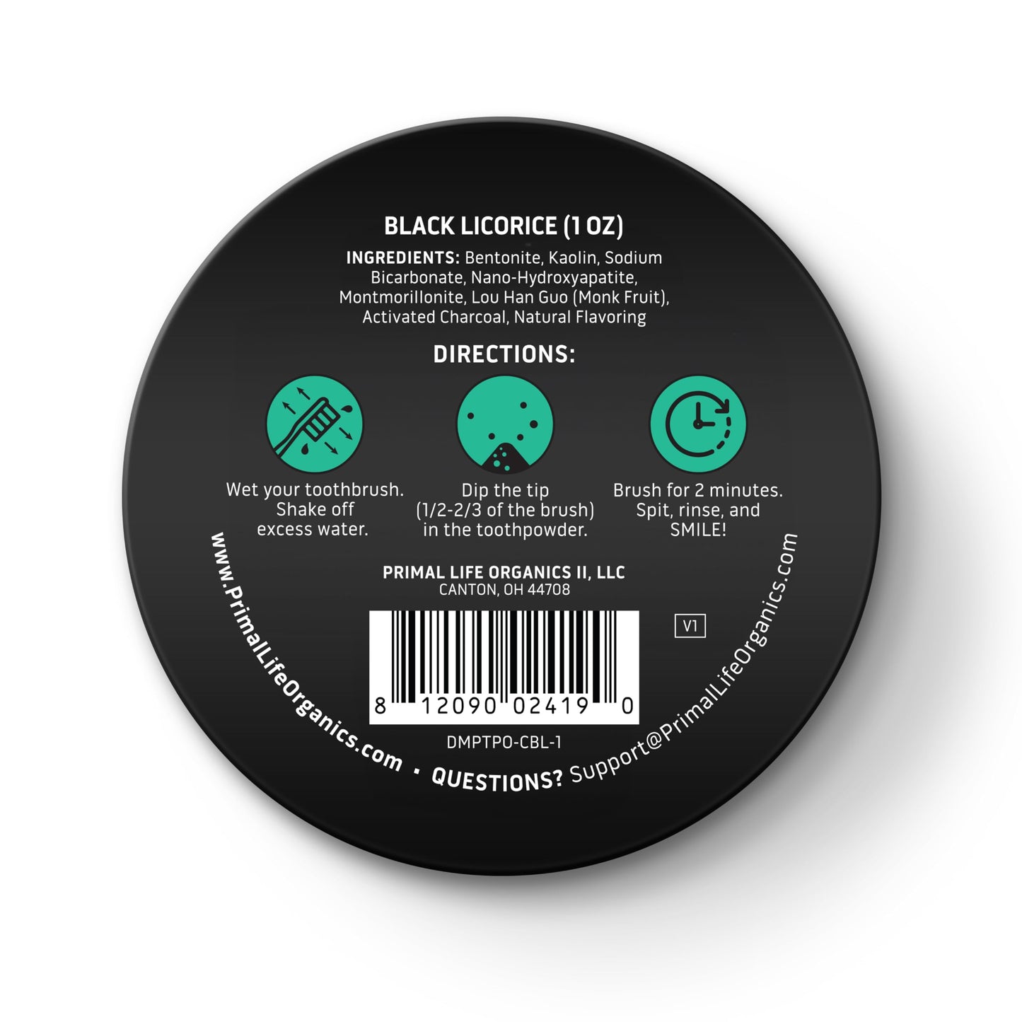 Primal Life Organics Dirty Mouth Toothpowder – Charcoal Black Licorice, 1 oz