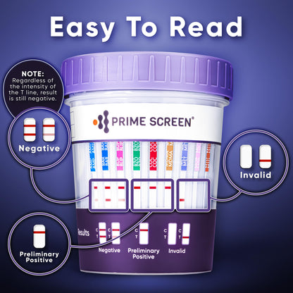 Prime Screen Urine Drug Test Cup 16-Panel Kit – 25 Pack (AMP, BAR, BUP, BZO, COC, mAMP, MDMA, MOP/OPI, MTD, OXY, PCP, THC, ETG, FTY, TRA, K2) – CDOA-9165EFTK