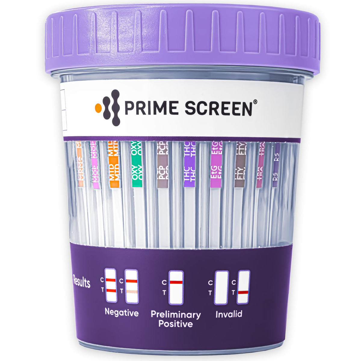 Prime Screen Urine Drug Test Cup 16-Panel Kit – 25 Pack (AMP, BAR, BUP, BZO, COC, mAMP, MDMA, MOP/OPI, MTD, OXY, PCP, THC, ETG, FTY, TRA, K2) – CDOA-9165EFTK