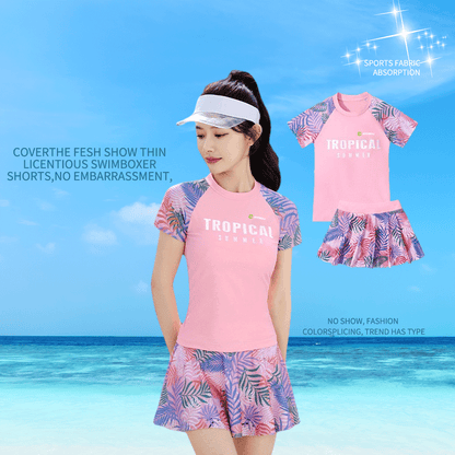 Printed Two-Piece Swim Skirt Set