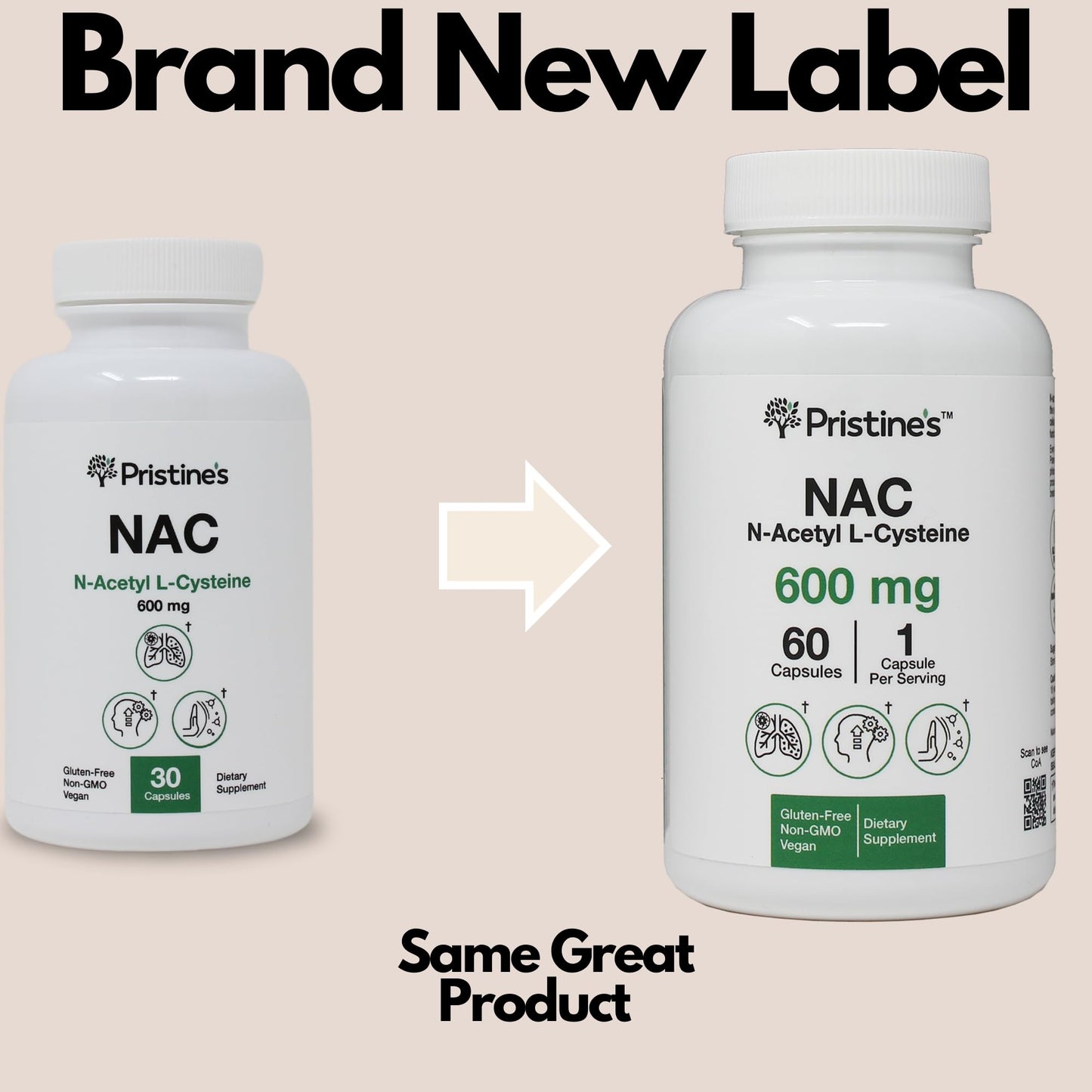 N-Acetyl L-Cysteine (NAC) Immunity, Lung & Liver Support - 600mg, 60 Day Supply | Vegan, Gluten Free, Non-GMO