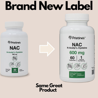 N-Acetyl L-Cysteine (NAC) Immunity, Lung & Liver Support - 600mg, 60 Day Supply | Vegan, Gluten Free, Non-GMO
