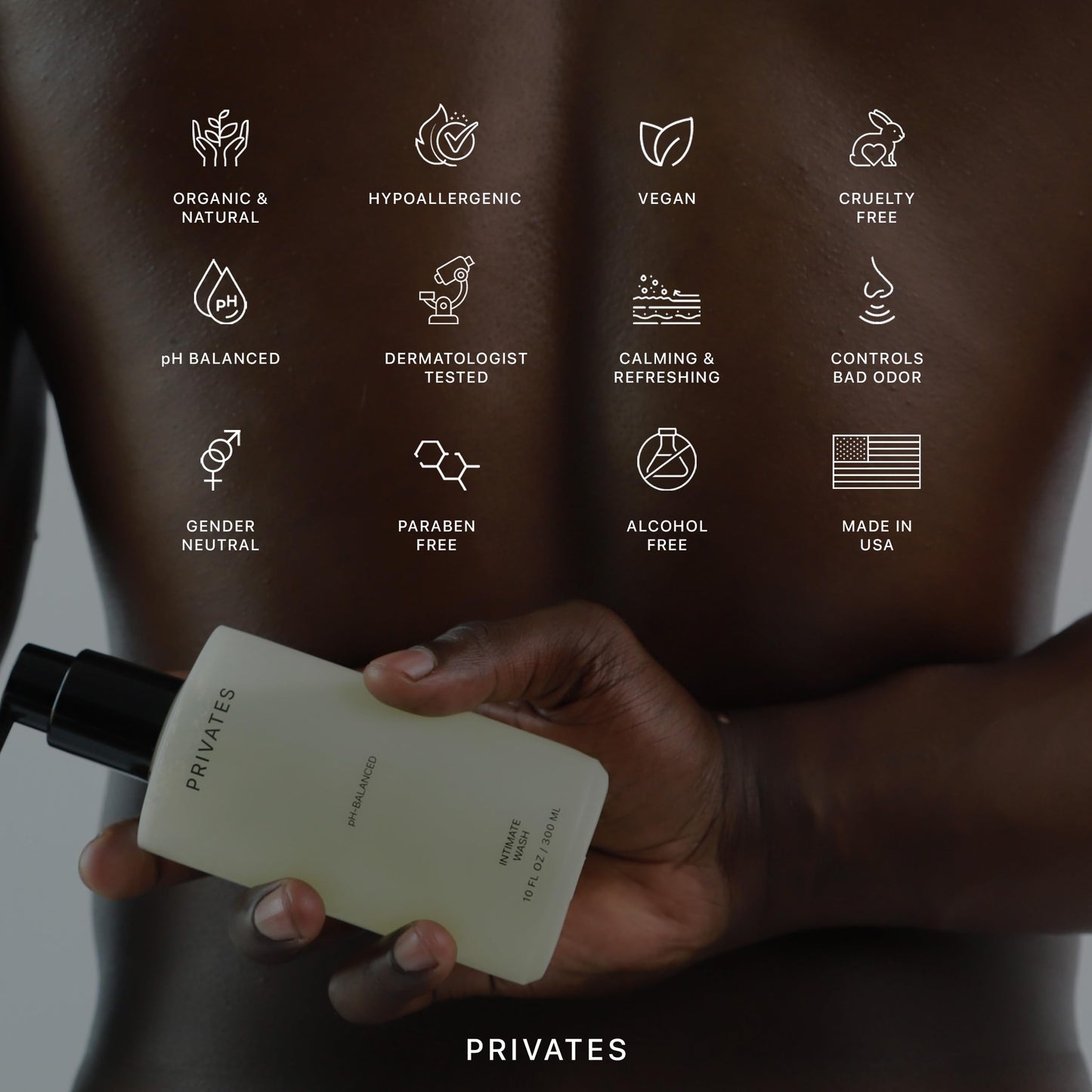 PRIVATES pH-Balanced Intimate Wash - Fragrance-Free, Gender-Neutral, 10 oz