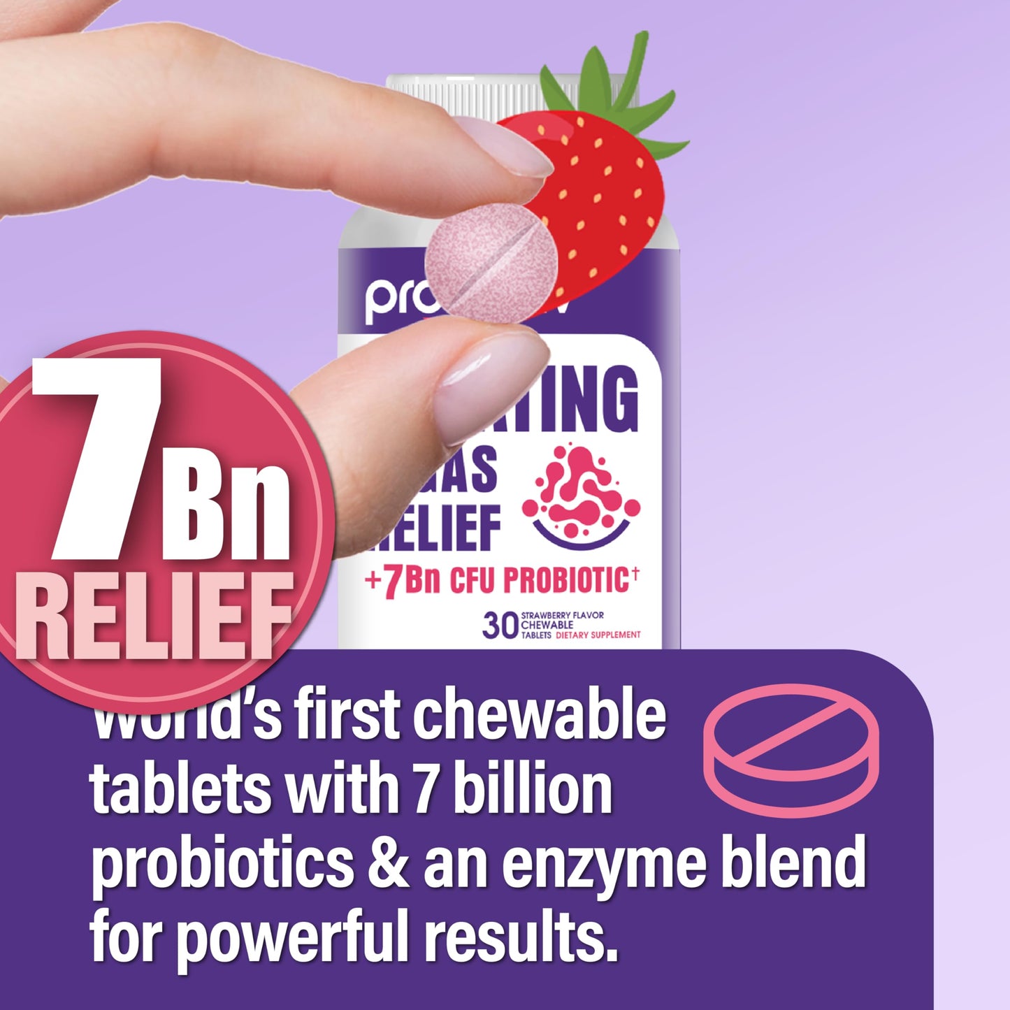 Probiotiv Gas & Bloating Support — 7B CFU Chewable Probiotics for Gut Comfort