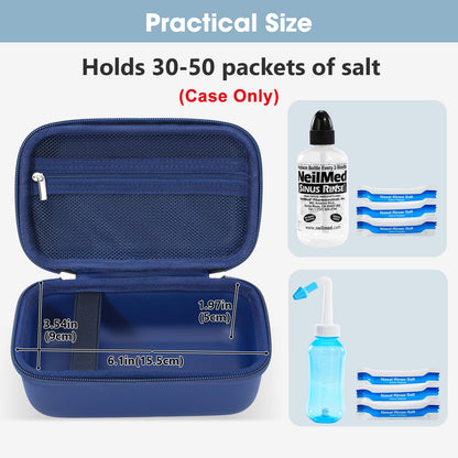 ProCase Travel Case for NeilMed Sinus Rinse Packets | Portable Neti Pot & Nasal Wash Kit – Navy