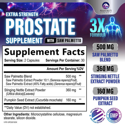Prostate Health Supplements for Men 1000mg - 3x Strength | Saw Palmetto, Nettle & Pumpkin Seed