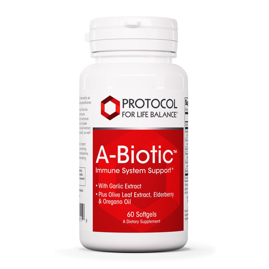 بروتوكول A-Biotic لدعم المناعة – الثوم مع التوت البري والنباتات، 60 كبسولة هلامية (خالي من منتجات الألبان والبيض)