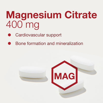 Magnesium Citrate 400mg – Heart Health & Bone Support | Protocol for Life Balance | 100 Tabs