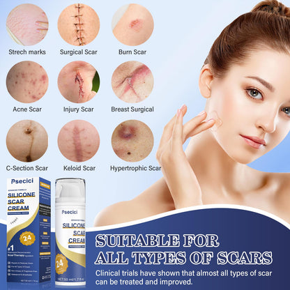 Psecici Silicone Scar Gel – Advanced Scar Cream (1.7 oz) for Surgical & Acne Scars